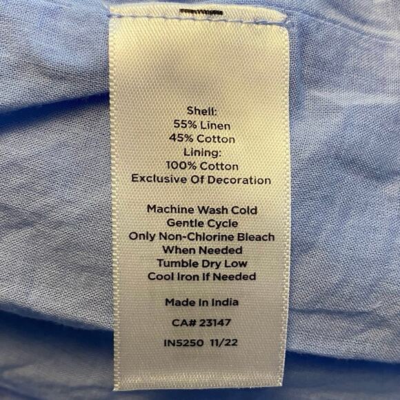 Talbots Size 14 Butterfly Embroidered Shift Dress Linen Blend Blue Tank - Picture 4 of 4